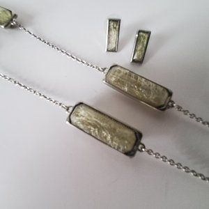 Necklace and Earring Set Silver Details with  "Ice" Look Charms